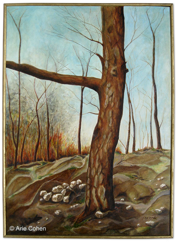 fire-on-the-carmel-acrylic-by-arie-cohen-2011